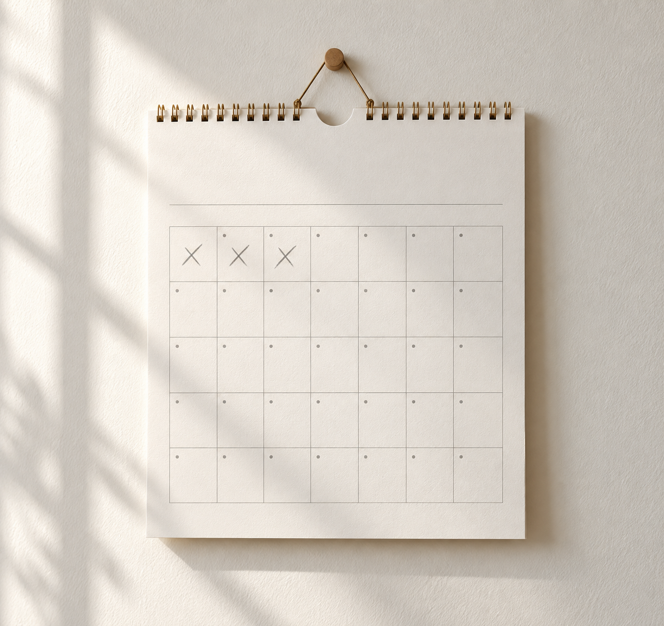 A simple calendar with days marked off, a metaphor for the CO2 laser recovery timeline.