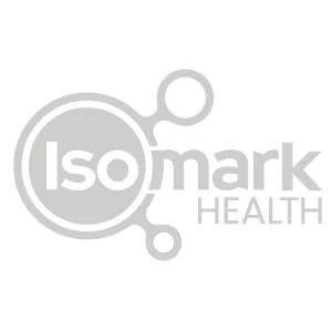 Gray and white logo with the words 'Isomark Health' and a circular design.