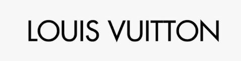 Louis Vuitton logo in black text on a white background.