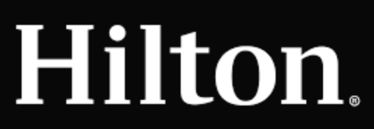 Hilton logo in black and white.