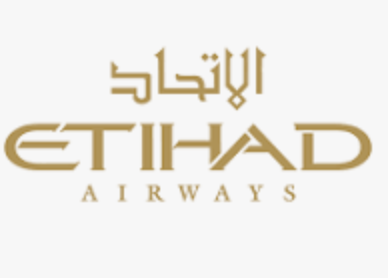 Etihad Airways logo with Arabic and English text on a white background.