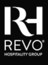 Revo Hospitality Group logo with a black background and white text