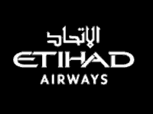 Etihad Airways logo on a black background.