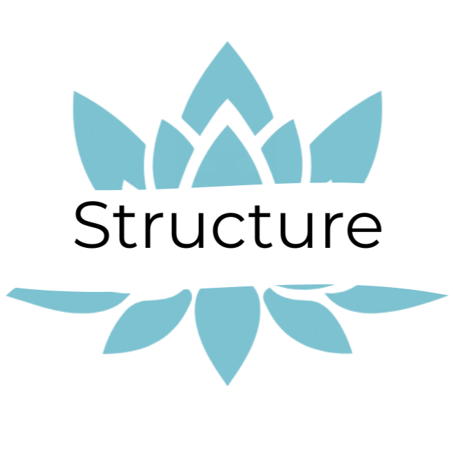 Logo with a blue lotus flower and the word 'Structure' beneath it.