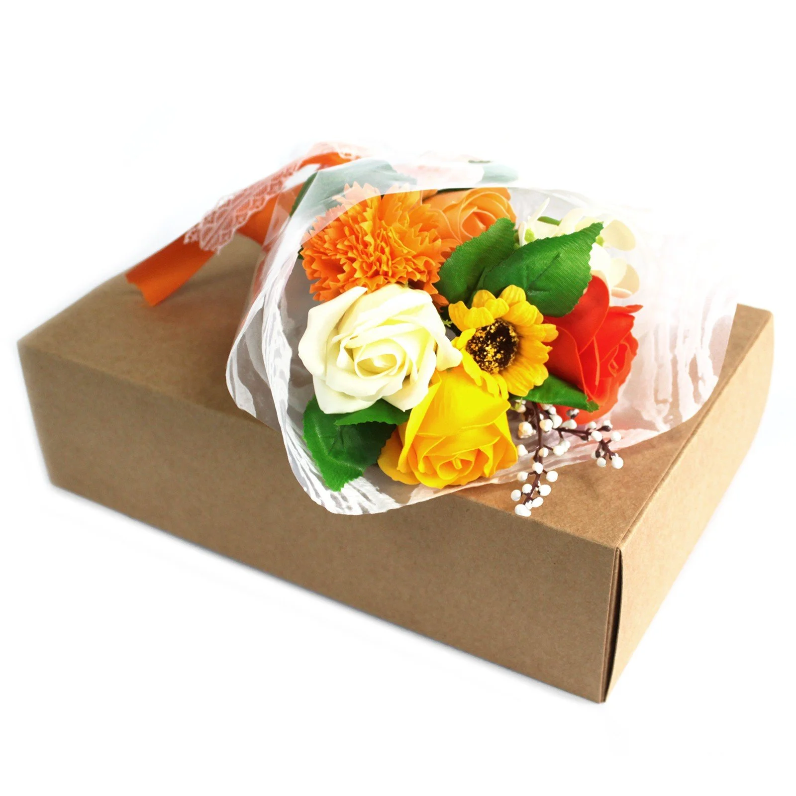 Orange Flowers - Beautiful Luxury Hand Soap Boxed Flower Bouquet