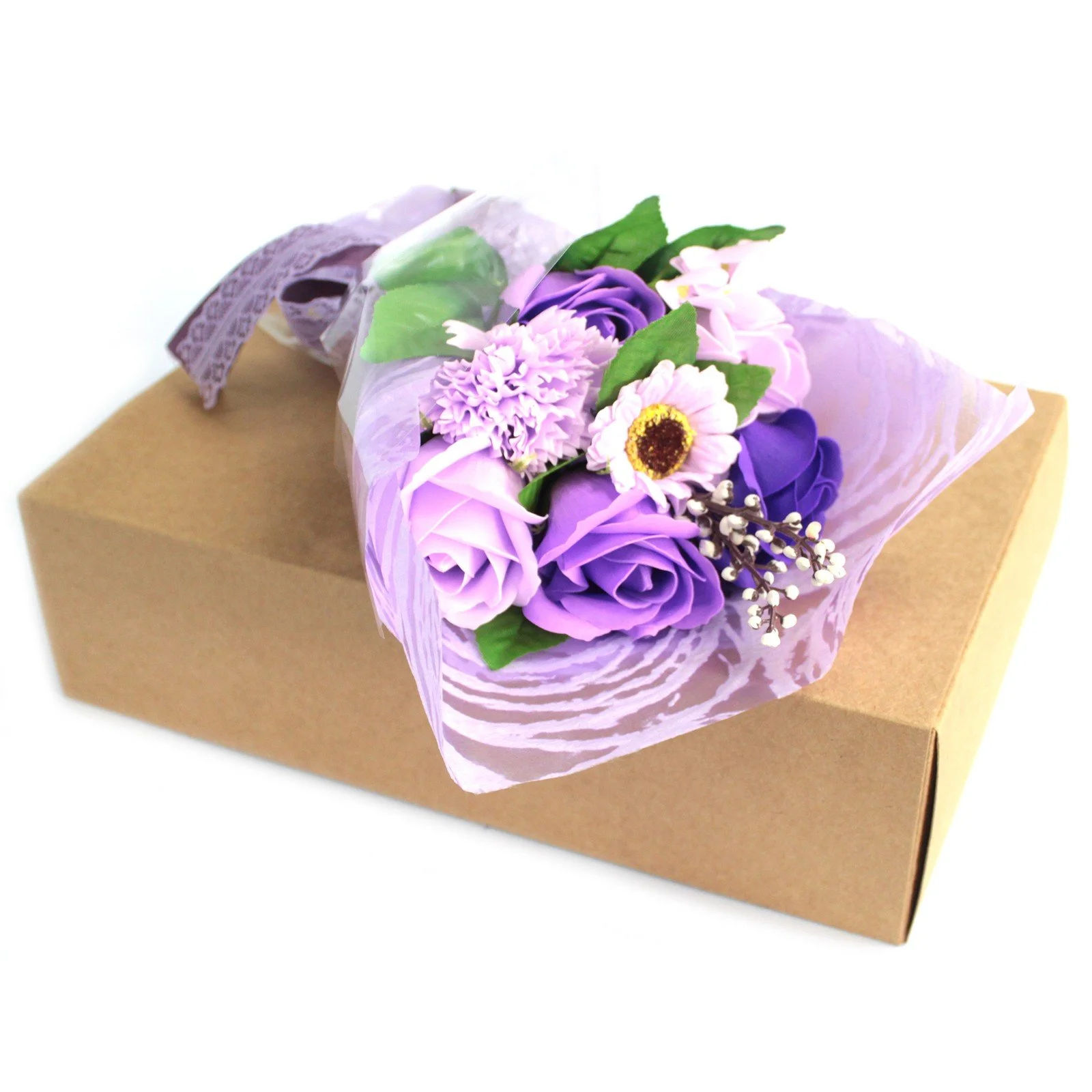 Purple Flowers - Beautiful Luxury Hand Soap Boxed Flower Bouquet