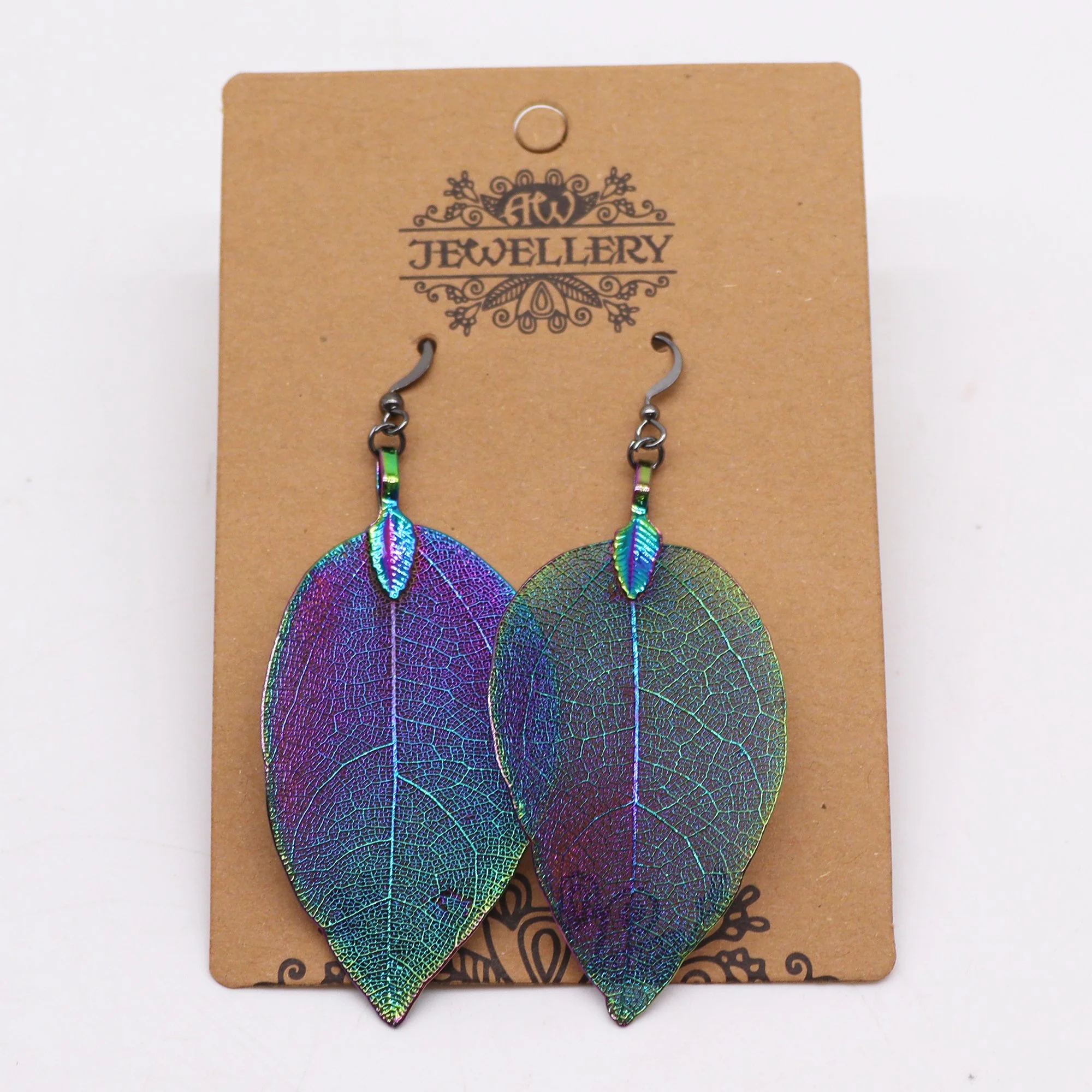 Bravery Leaf Jewellery Earrings in Purple / Multicoloured