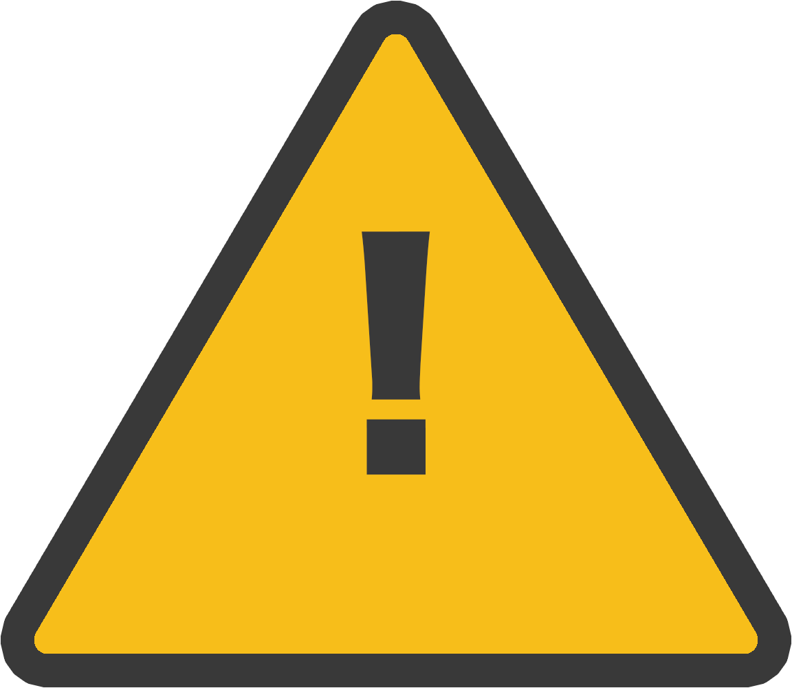 Yellow triangular warning sign with a black border and a black exclamation mark in the center.