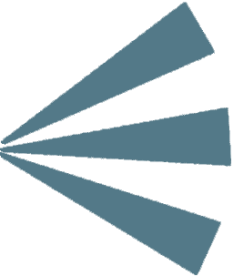 Three blue triangular shapes radiating from a single point.