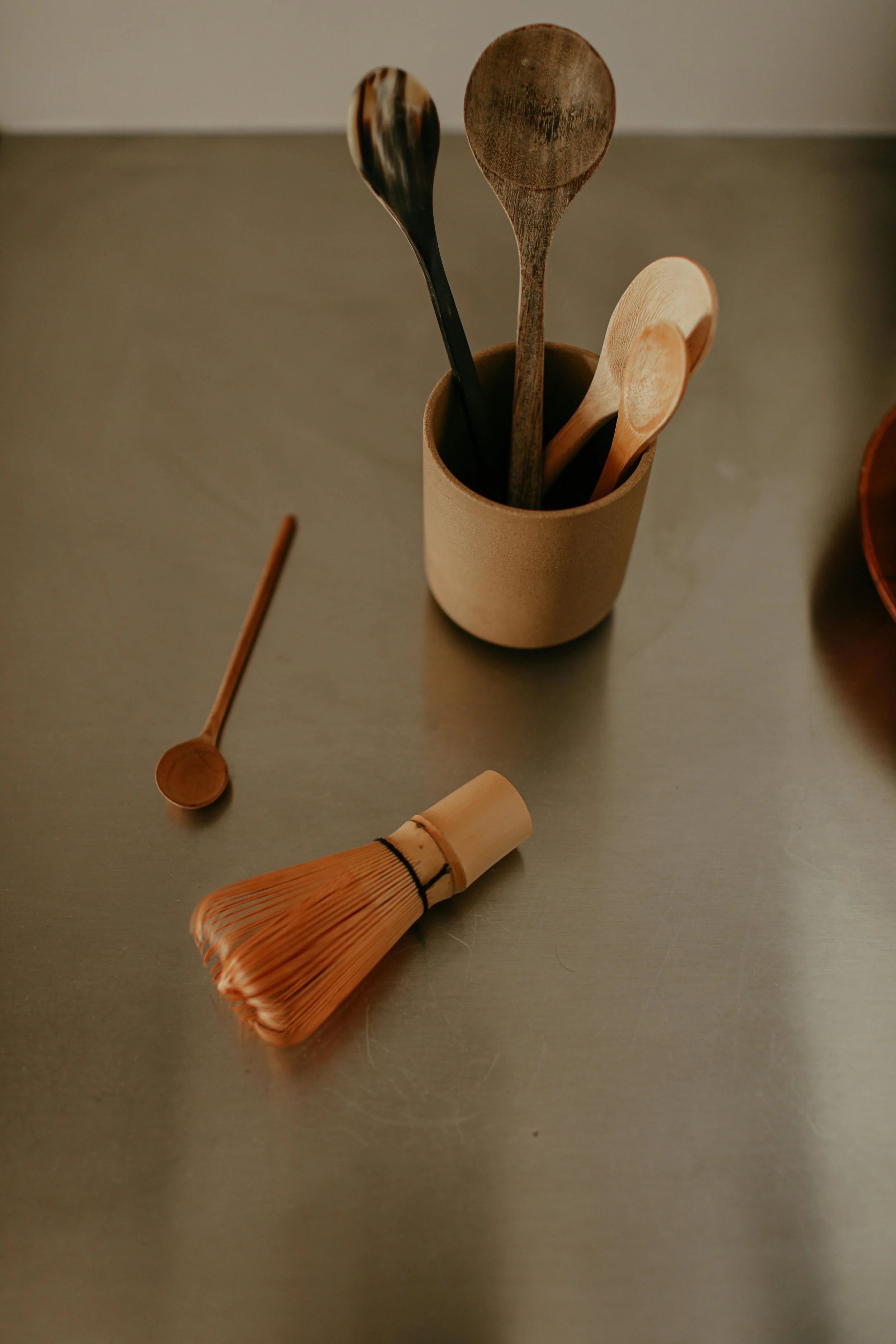 wooden kitchenware and kitchen tools