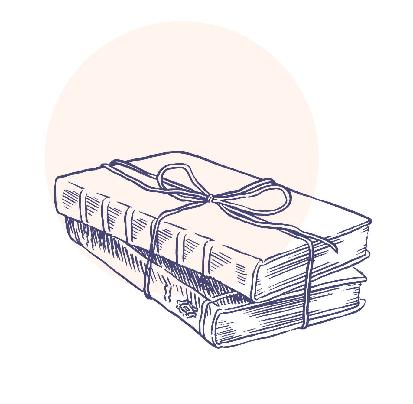 Hand-drawn illustration of a wrapped gift with a bow, placed against a white circle background.