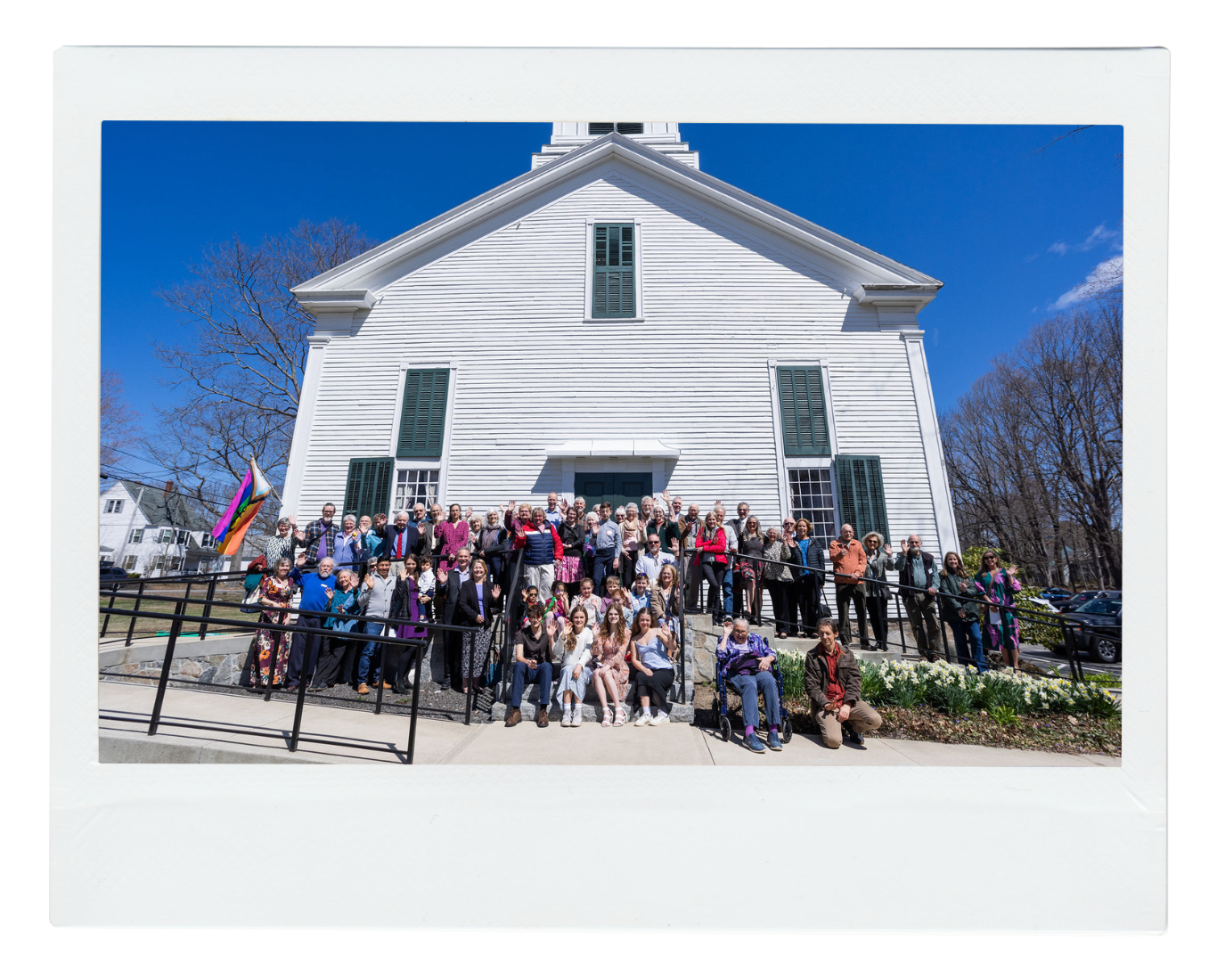 people sitting around a table at coffee hour after Sunday Service