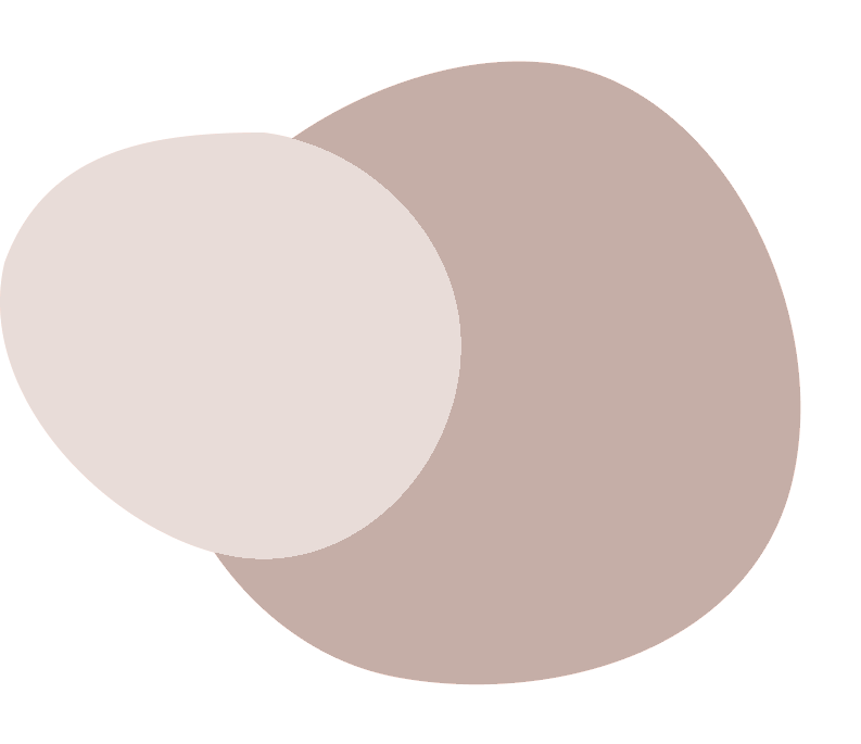 Two overlapping circles, one light beige and one darker beige, on a transparent background.