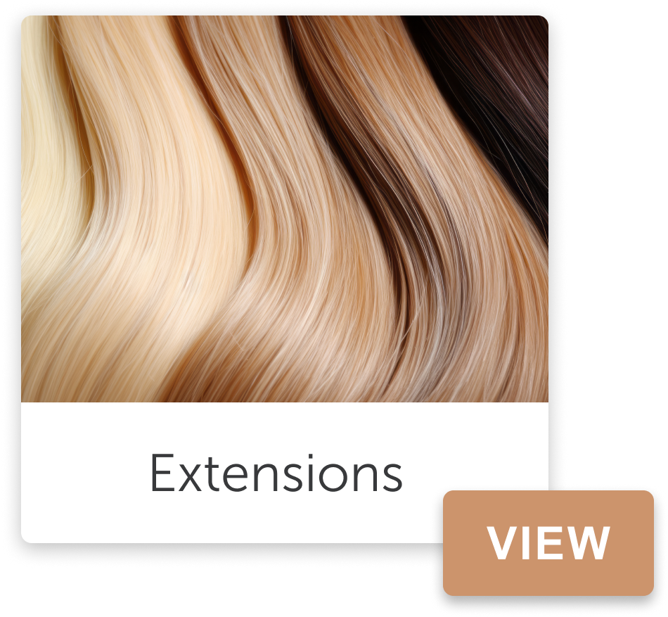 A box of hair extensions showing blonde, light brown, and dark brown hair strands.