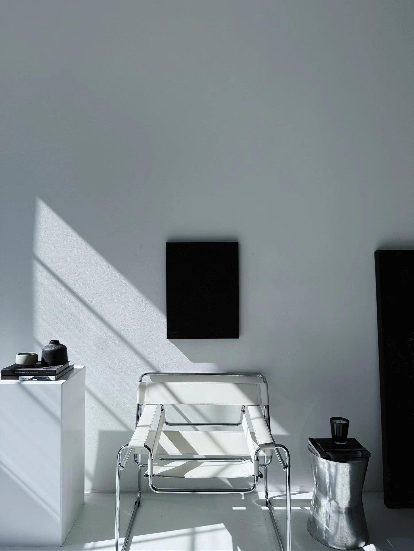 The Absolution series explores the tension between sanctity and desire. Layers of black material, including fragments of latex, conceal and reveal in varying depth, their tactile weight softening as they descend. 

Absolution I: mixed media (latex, a