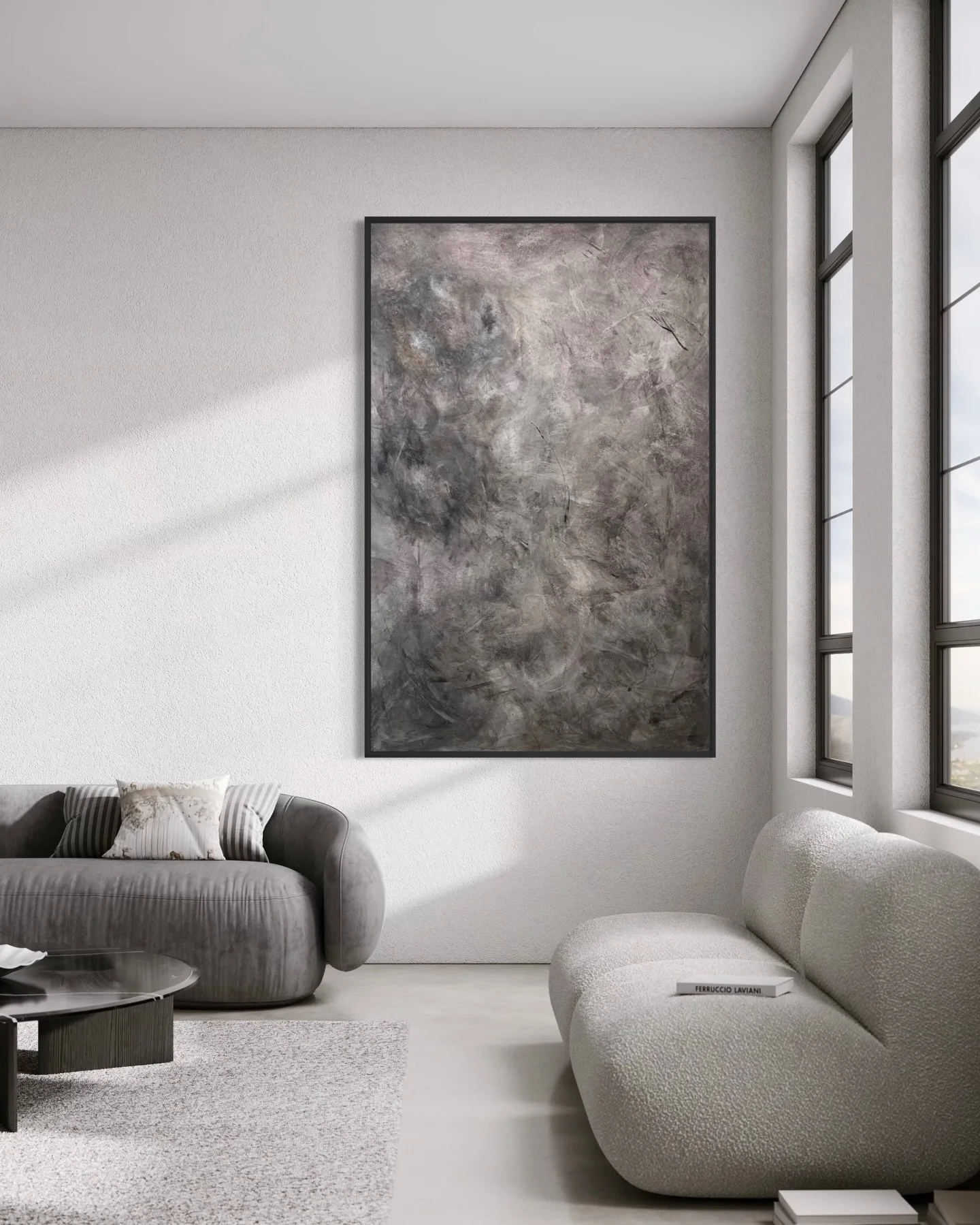 A meditation on what remains when time, memory, and meaning begin to disintegrate. Inspired by brutalist architecture, weathered concrete, and post-human landscapes, the piece captures a sense of quiet collapse.

Asper II / Acrylic and Oil on Canvas 