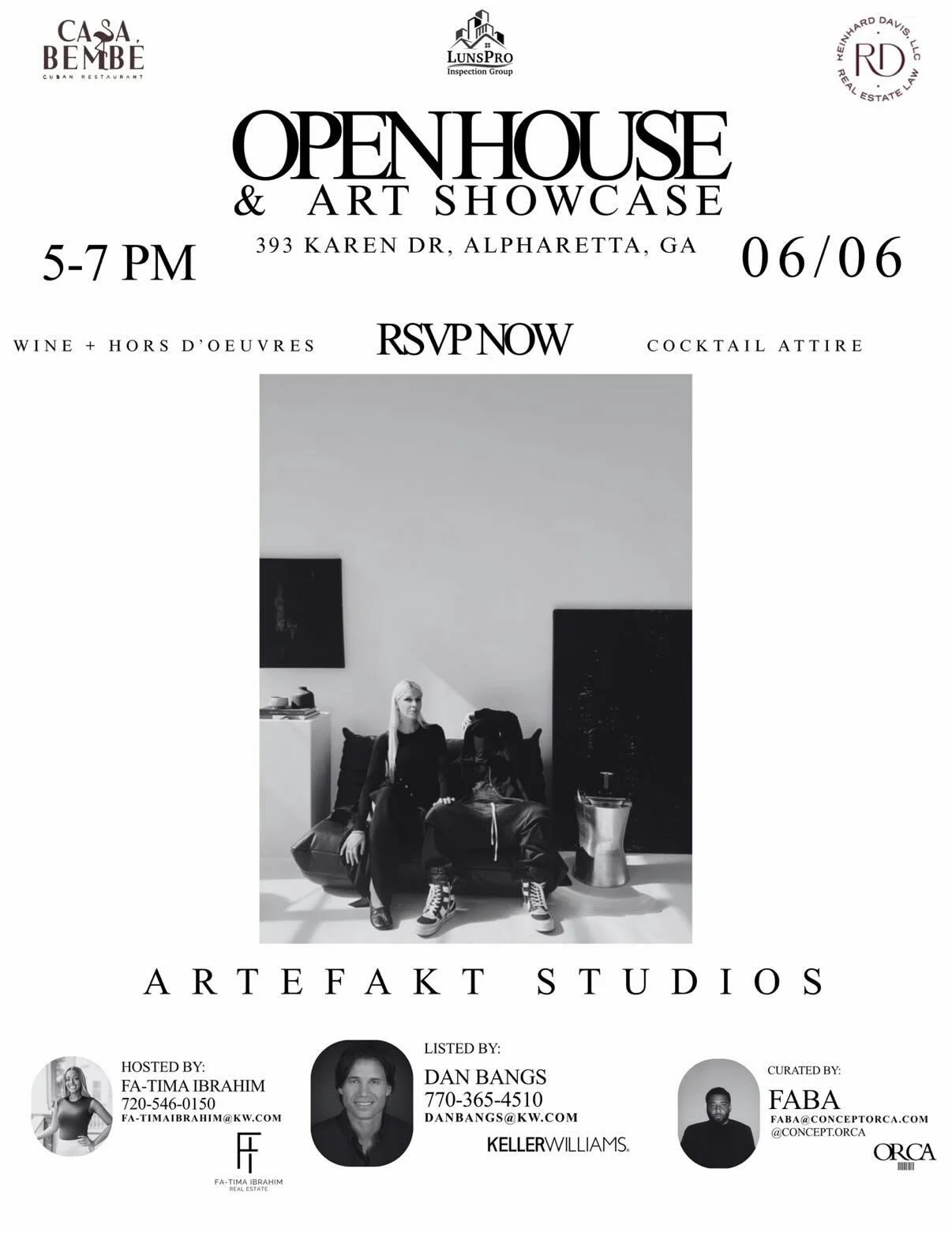 An evening of architecture, conversation, and contemporary art.

New work by Artefakt Studios on view tomorrow.
Hosted by @itsfaterealestate 
Curated by @concept.orca 
June 6 &bull; 5&ndash;7 PM

#atlantarealestateagent #contemporaryart #interiordesi
