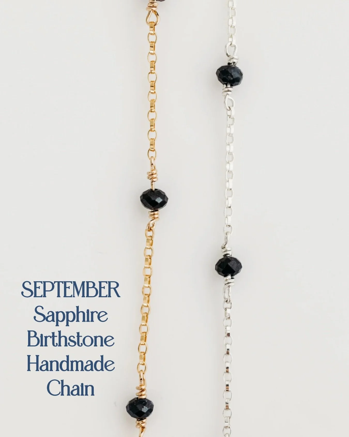 💙 September, you&rsquo;re looking good in sapphire. Our handmade Sapphire Birthstone Chain is here&mdash;available in gold filled and sterling silver. Perfect for September birthdays or anyone who loves that deep sapphire blue.

September birthstone