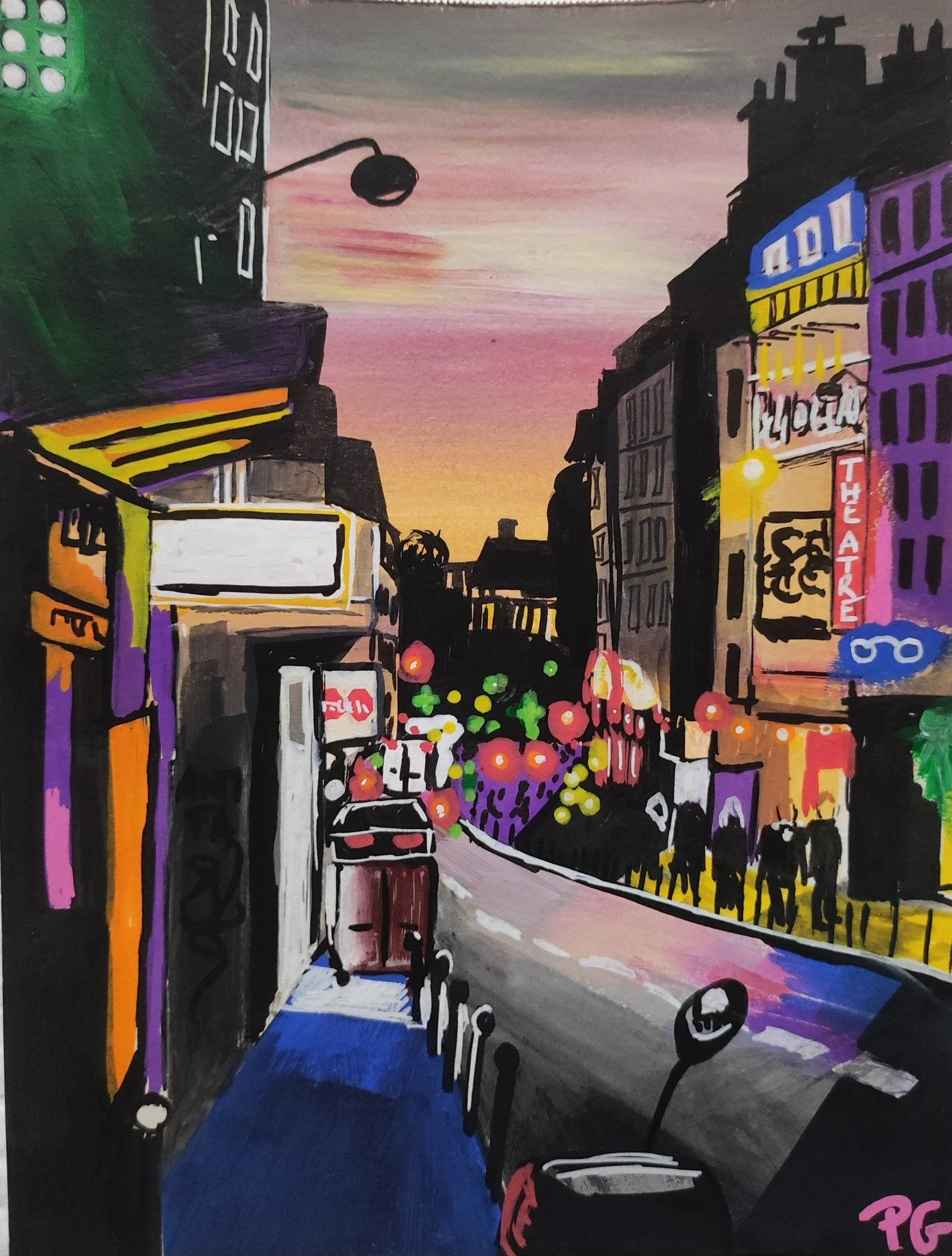 Impression oeuvre d'art originale peinture acrylique - Rue du faubourg du temple, Paris