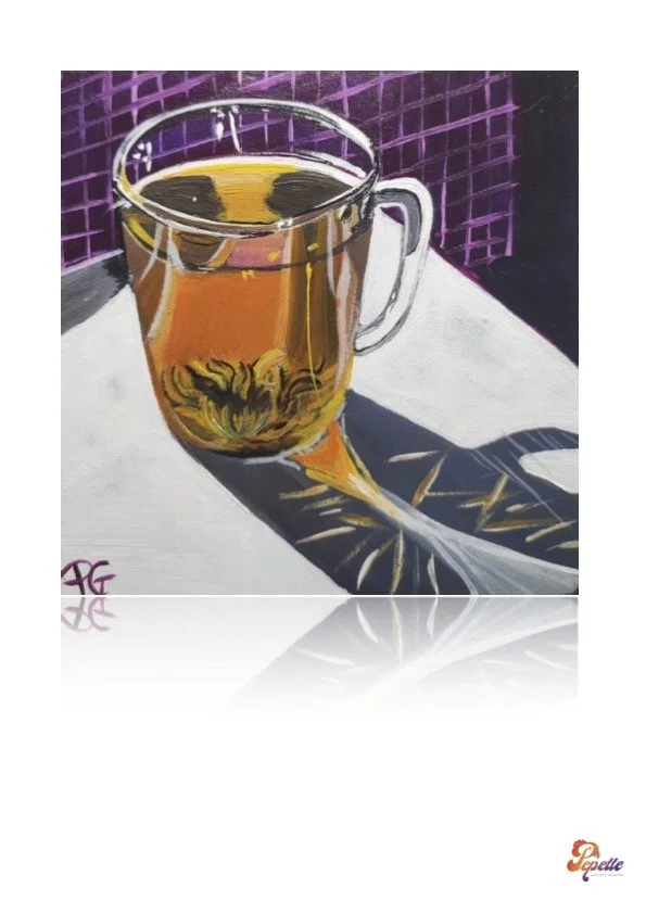 Print oeuvre d'art peinture acrylique "Flower Tea"