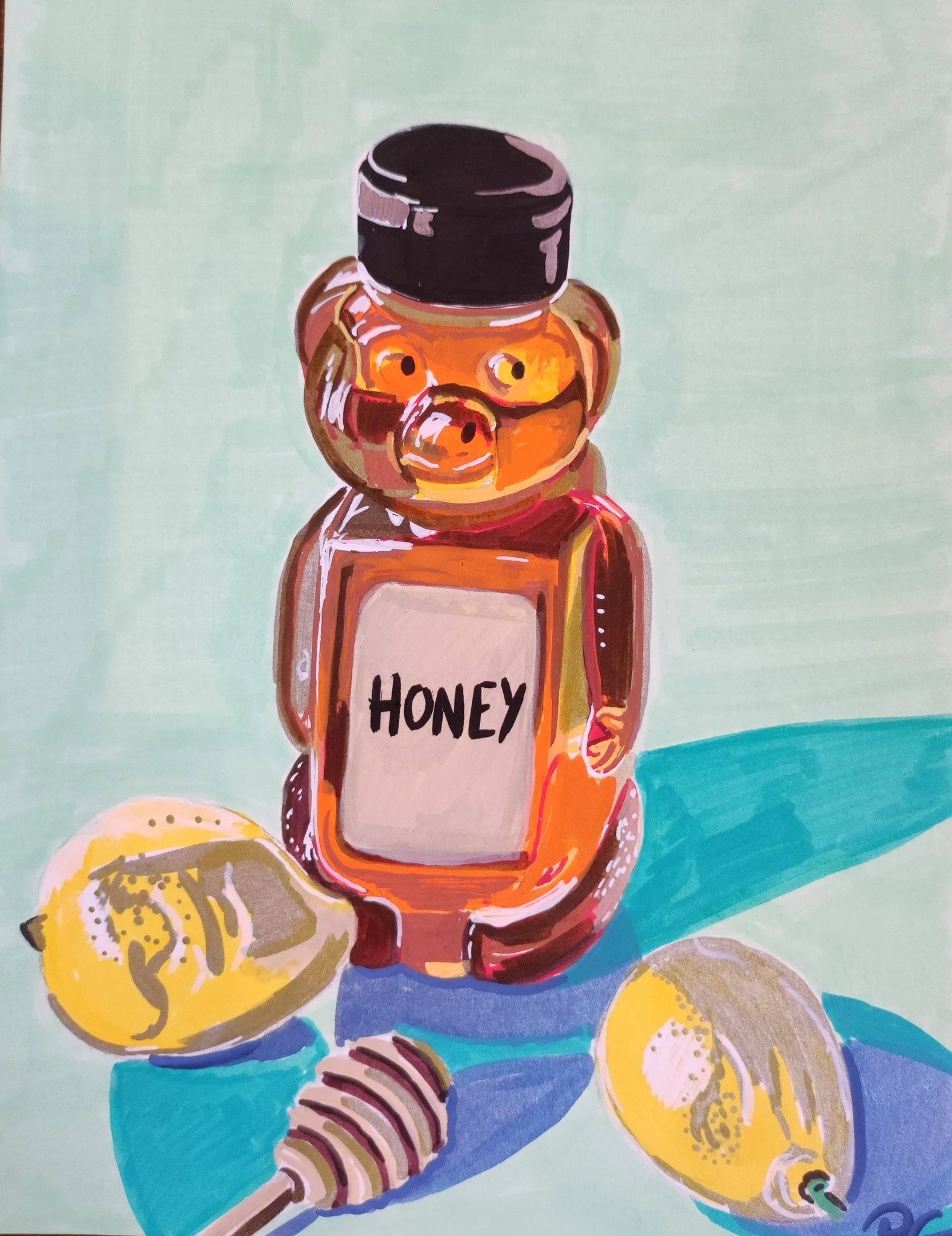 Impression oeuvre d'art originale peinture acrylique - Honey bear