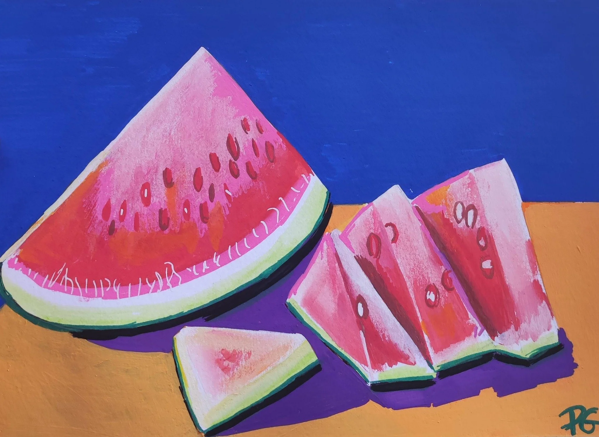 Impression oeuvre d'art originale peinture acrylique - Watermelon