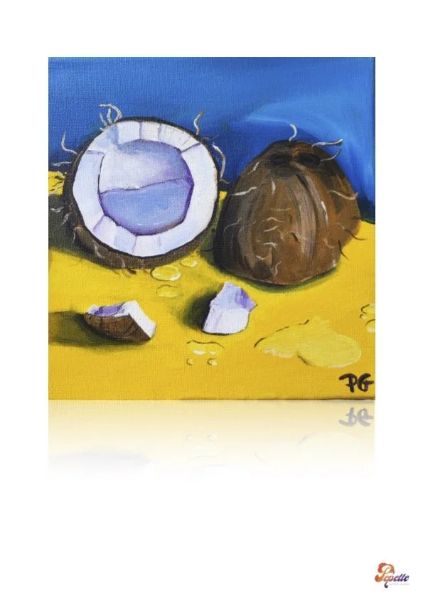 Print oeuvre d'art peinture acrylique "Noix de Coco"