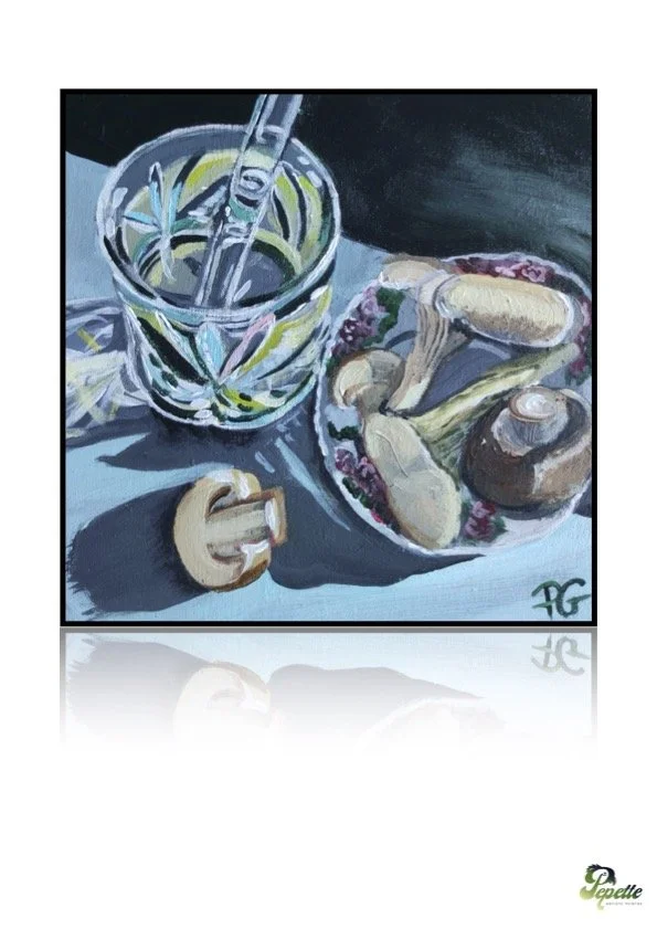 Print oeuvre d'art peinture acrylique "Water and Mushrooms"