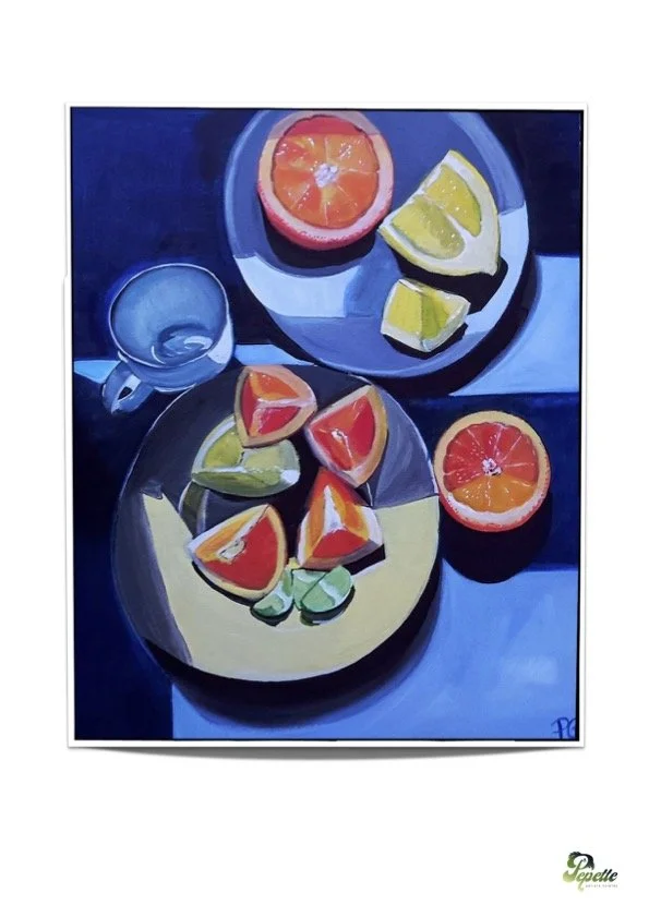 Print oeuvre d'art peinture acrylique "Agrumes"