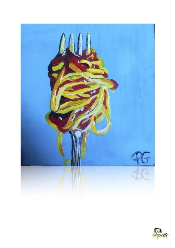 Print oeuvre d'art peinture acrylique "Spaghetti"