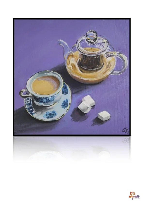 Print oeuvre d'art peinture acrylique "Tea Time"