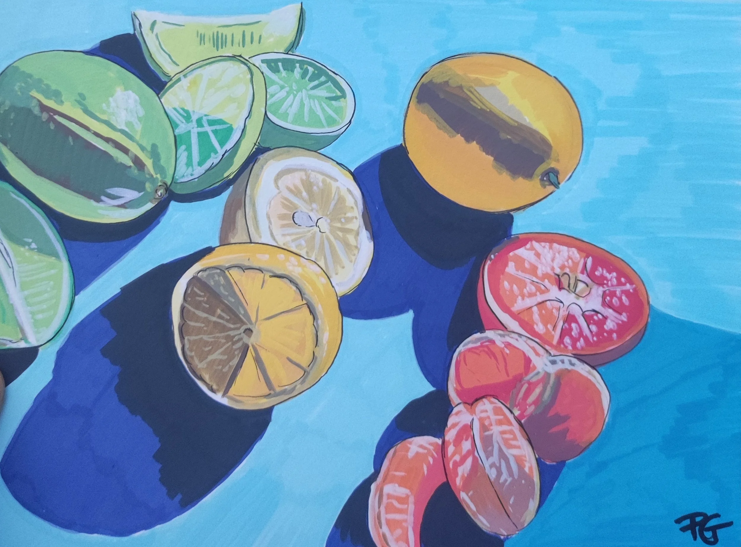 Peinture acrylique sur papier - Vitamine C