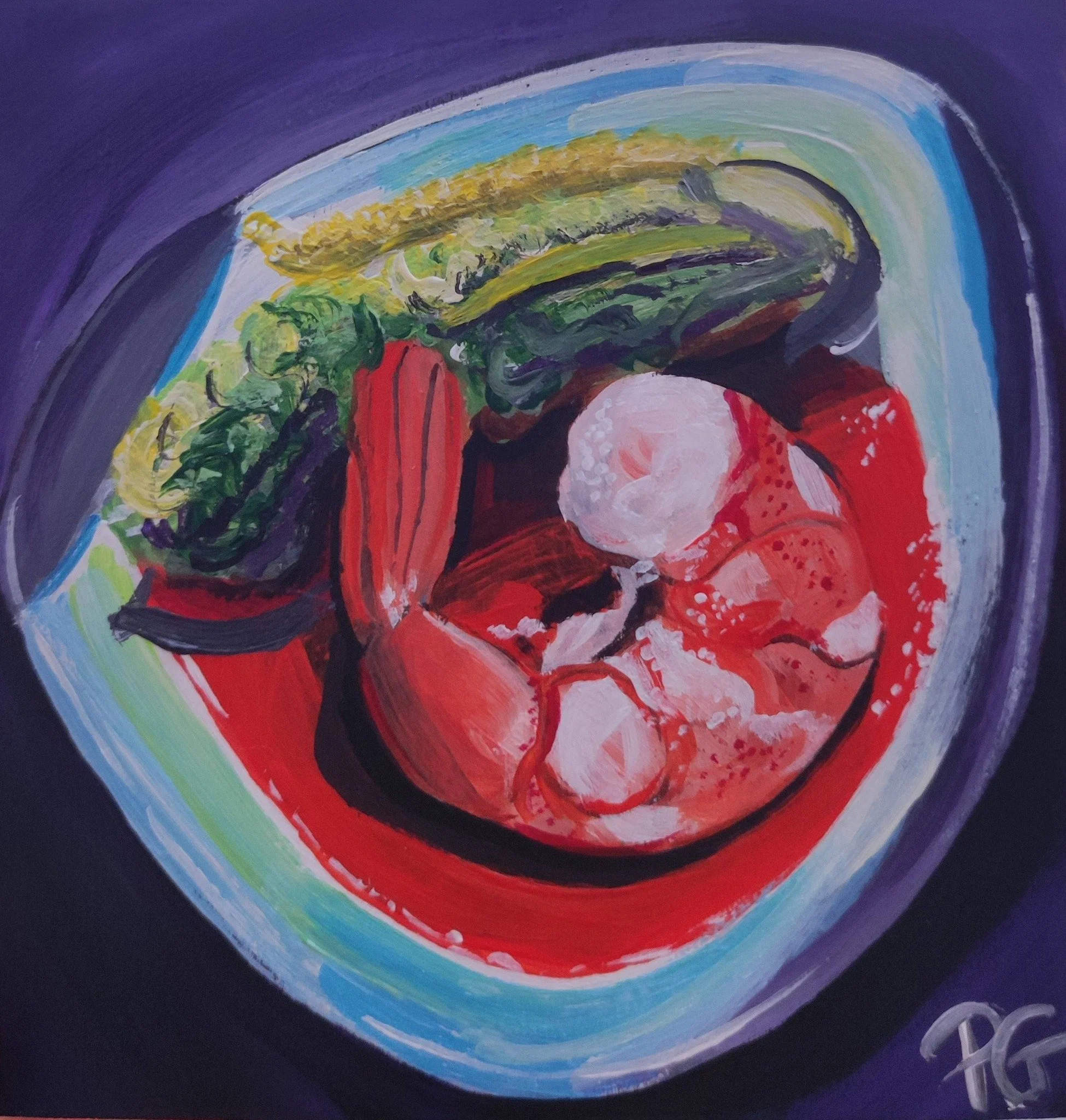 Print oeuvre originale peinture acrylique "Lovely little shrimp"