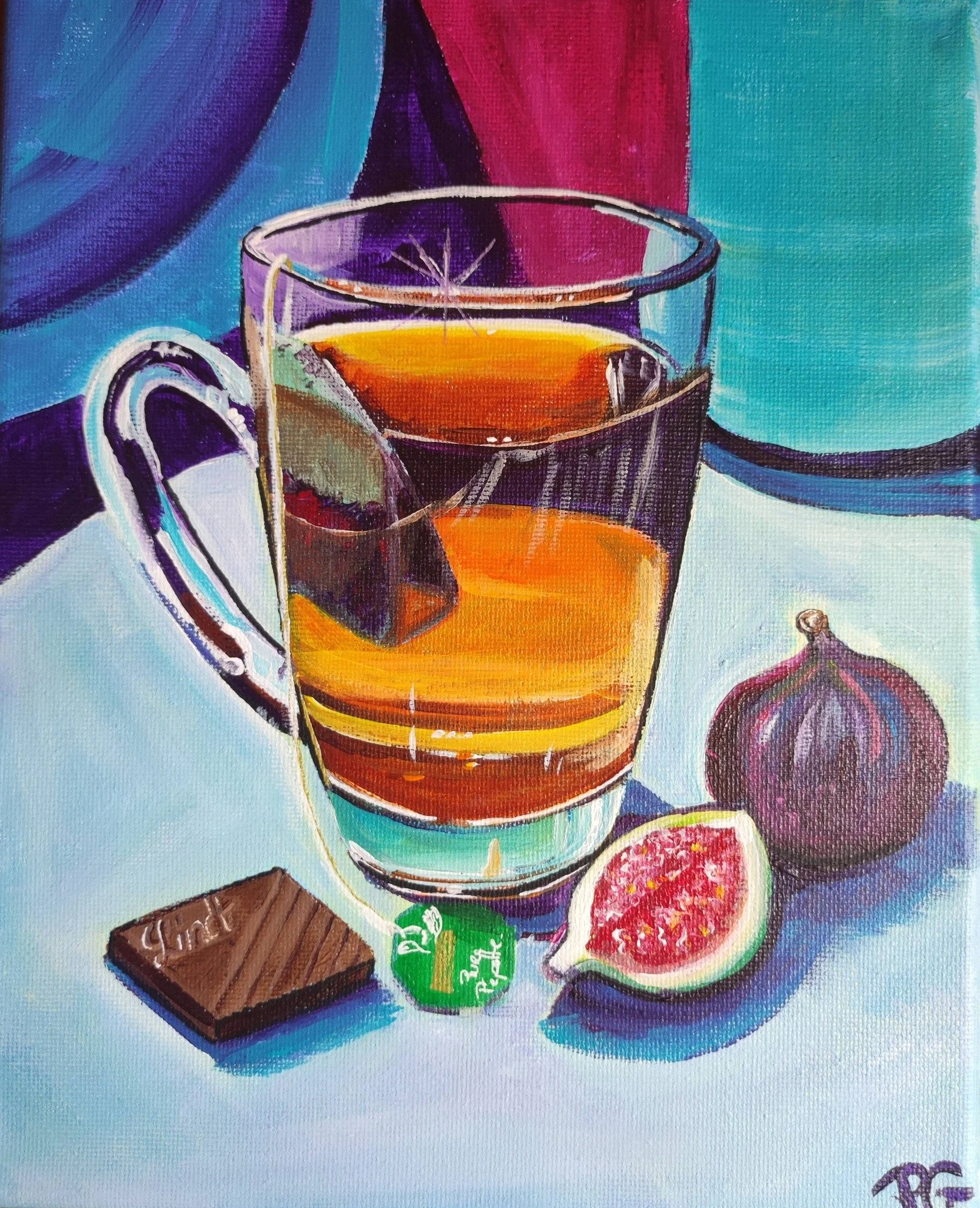 Impression oeuvre d'art originale peinture acrylique - Peppermint tea and figs
