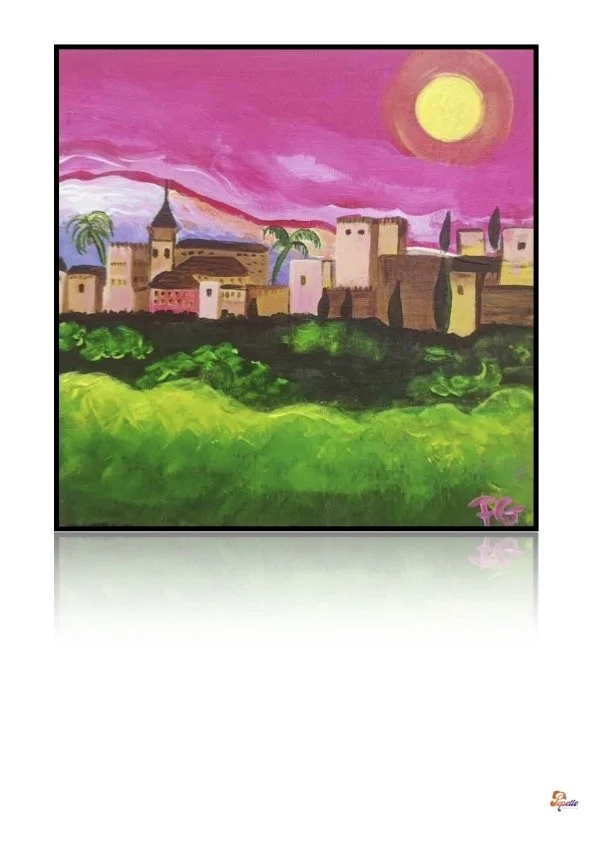 Print oeuvre d'art peinture acrylique "La Alhambra a mi manera"