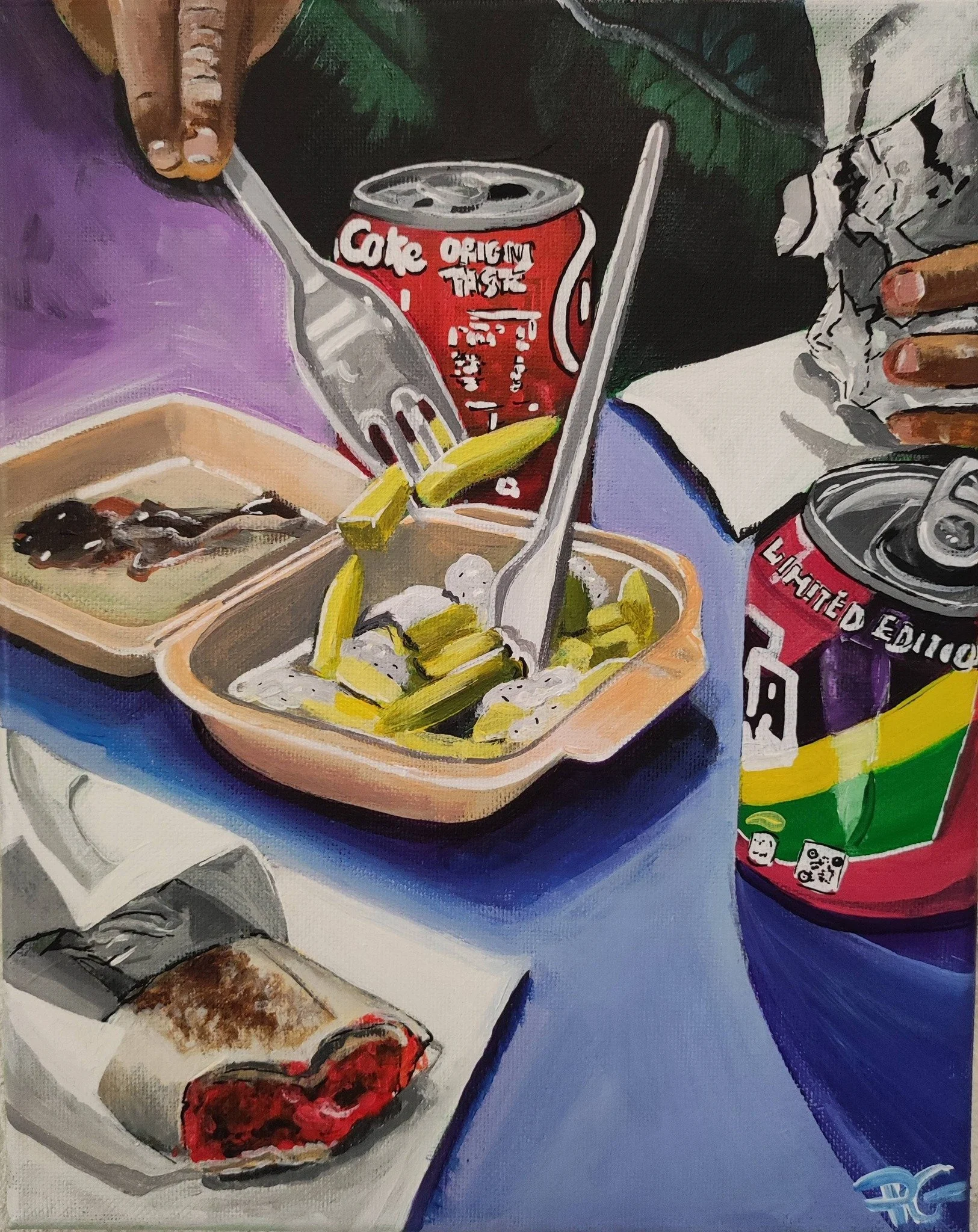 Chicken tandoori - print oeuvre originale peinture acrylique