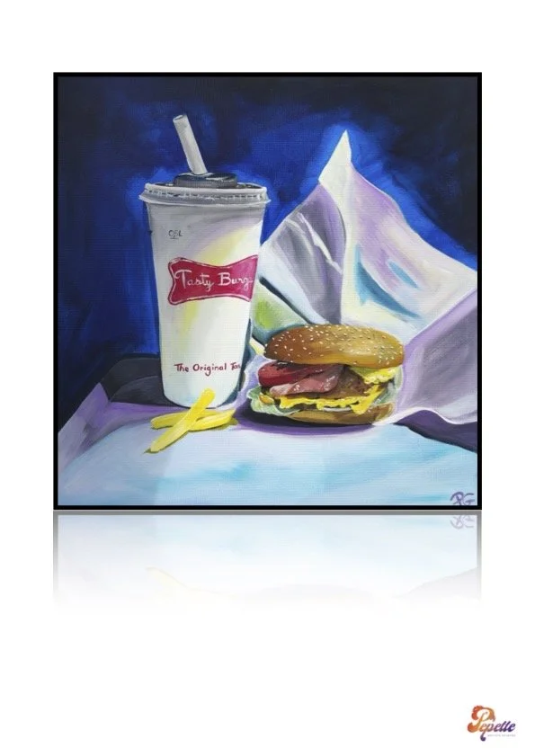 Print oeuvre d'art peinture acrylique Menu Burger