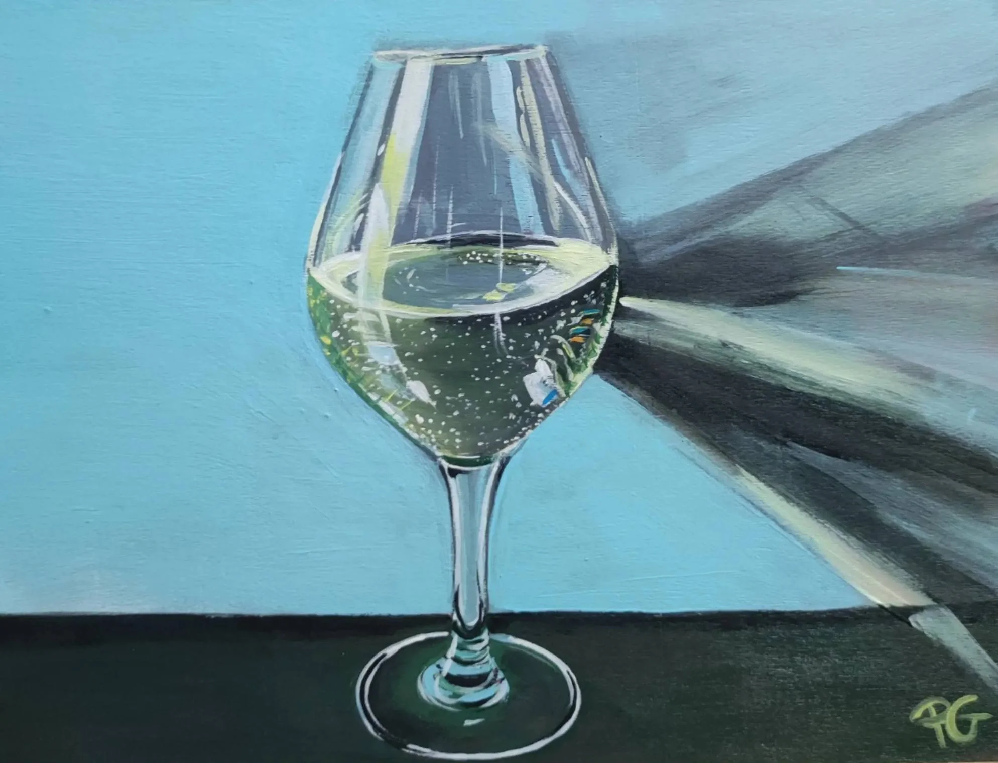 Print impression oeuvre originale peinture acrylique "Champagne"