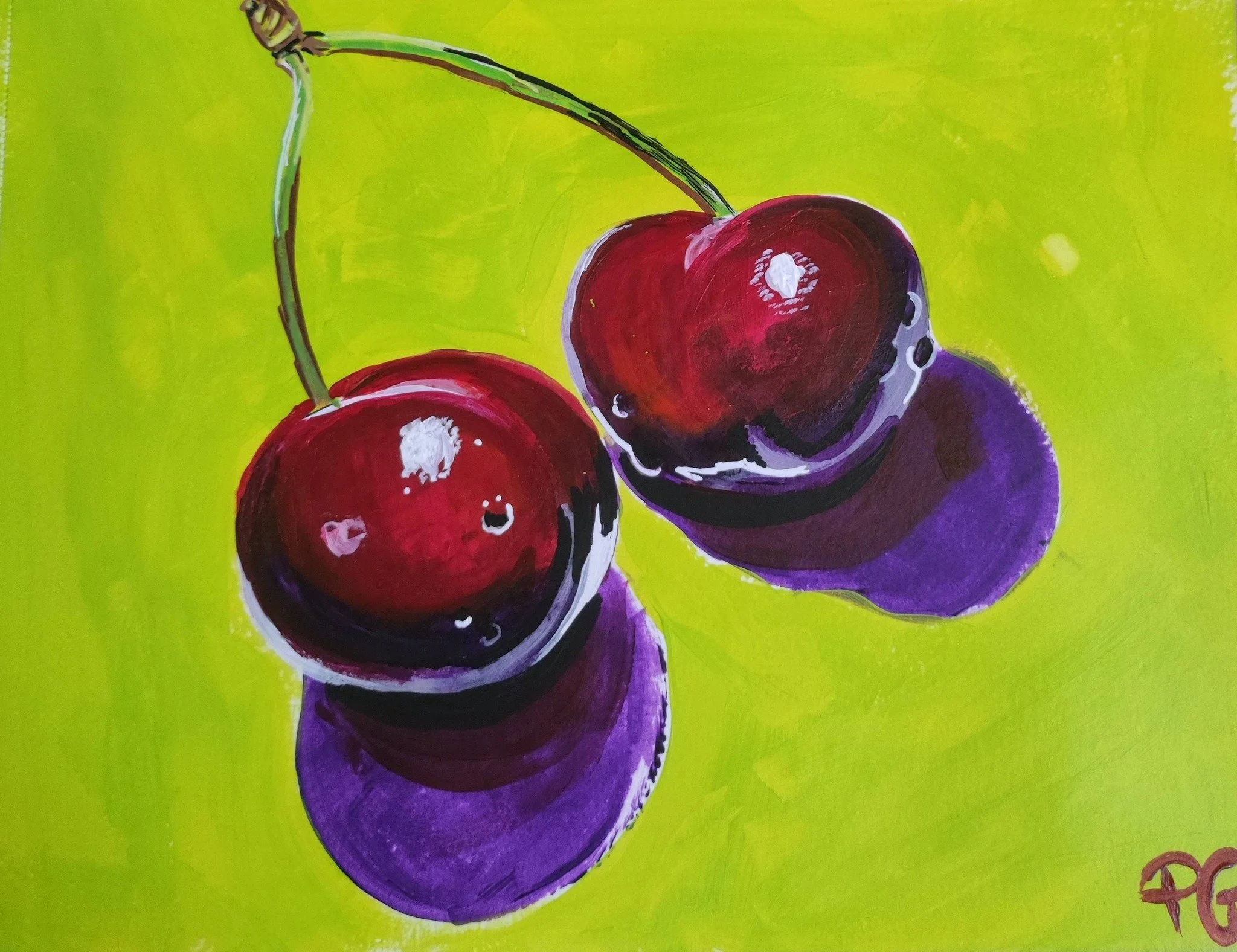Impression oeuvre d'art originale peinture acrylique - Cherries