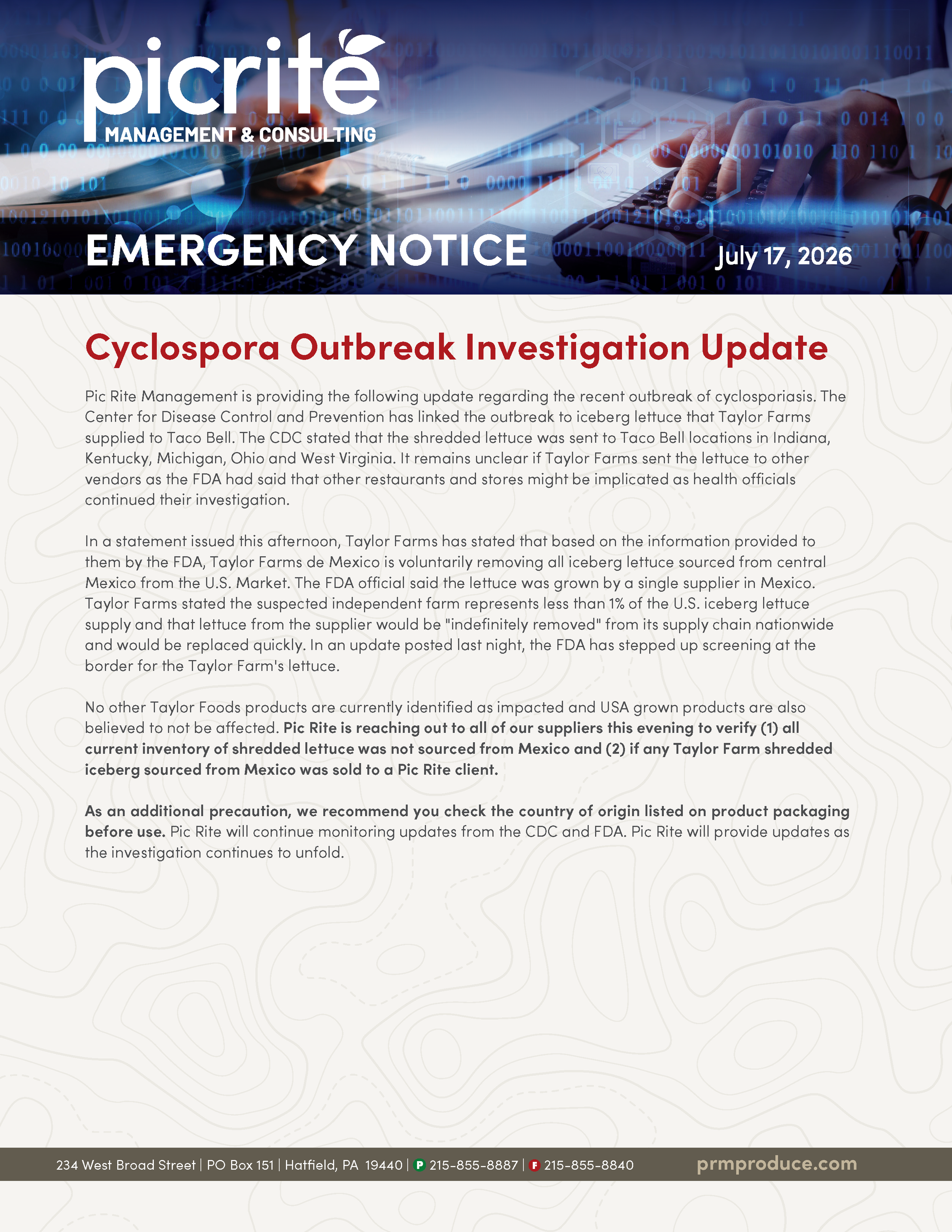 Emergency Notice - Cyclospora Outbreak Update (July 17, 2026).png
