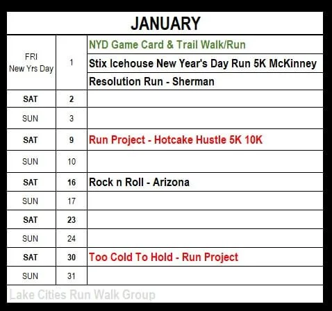 January At-a-glance calendar