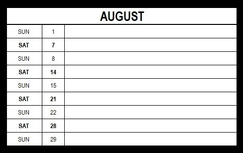 August 2027 Calendar