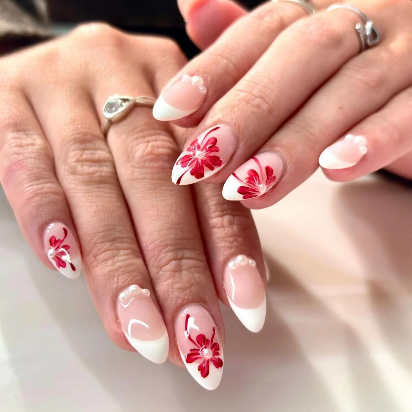 Floral French tip by May 🌺