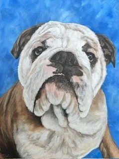 Custom bulldog portrait painting