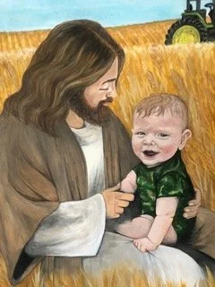 Jesus with baby custom painting