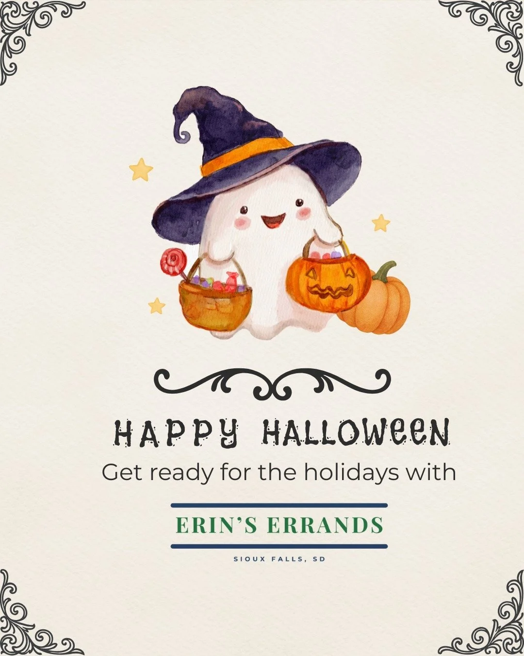 It's October 1st, which means it's never too early to think about Halloween! Whether it's grabbing costumes for your kids, decorating your house, or making hors d'oeuvres for a party, Erin's Errands has you covered.

Book me here: https://erinserrand