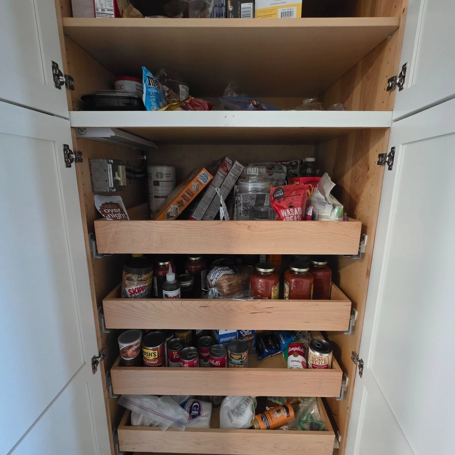 Look at these before and afters! My friend Abbie needed help organizing her pantry and one of her cupboards. What was once difficult to navigate can be found with ease!