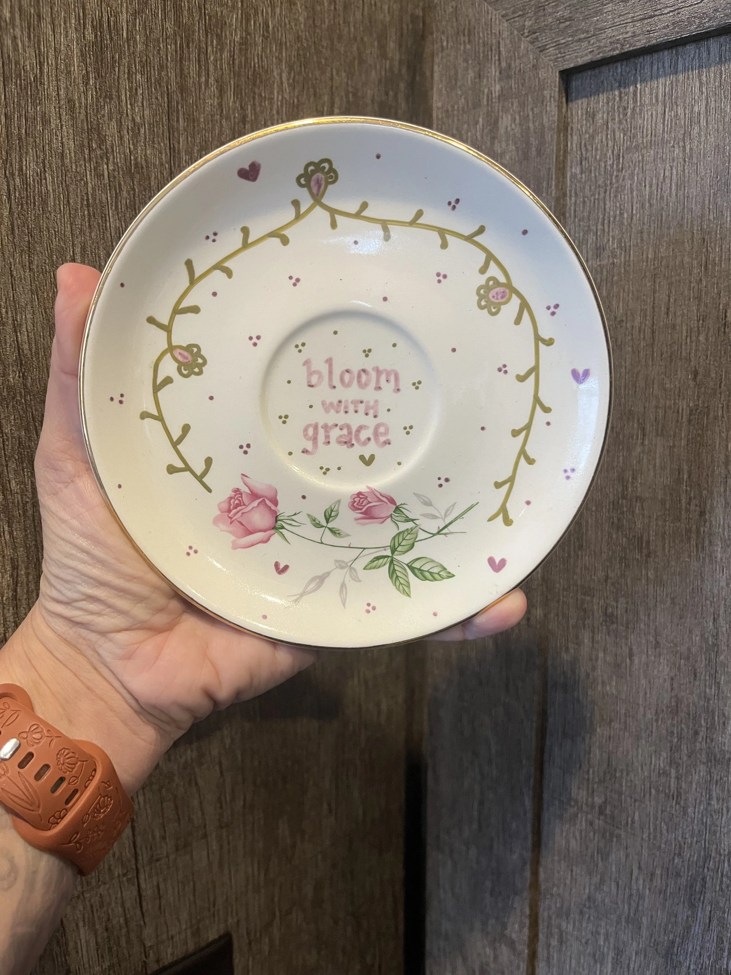 Bloom with Grace - Pink Rose TRINKET TRAY