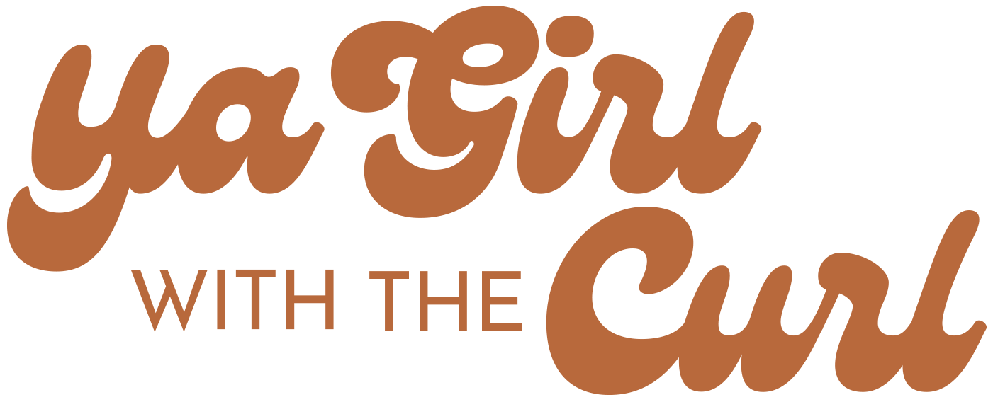 Logo for Ya Girl with the Curl in a warm, earthy orange-brown color.