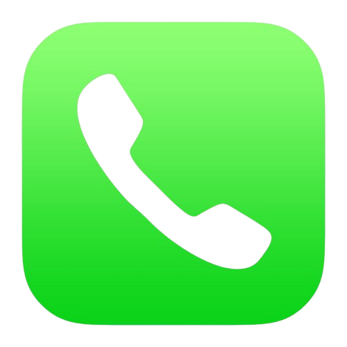 Icon of a telephone handset on a green background